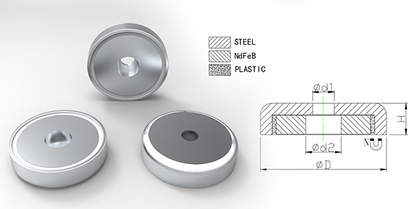 Neodymium Pot Magnet with Through Hole