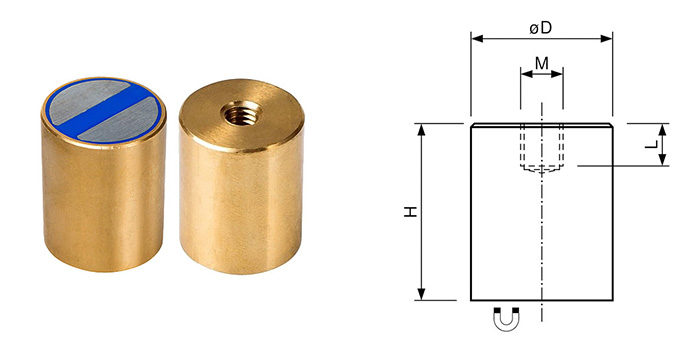 Neodymium Bi-Pole Magnets with Internal thread