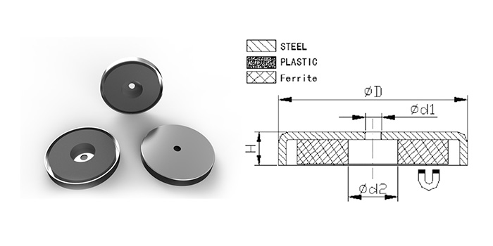 Ferrite Round Base Magnet with Borehole