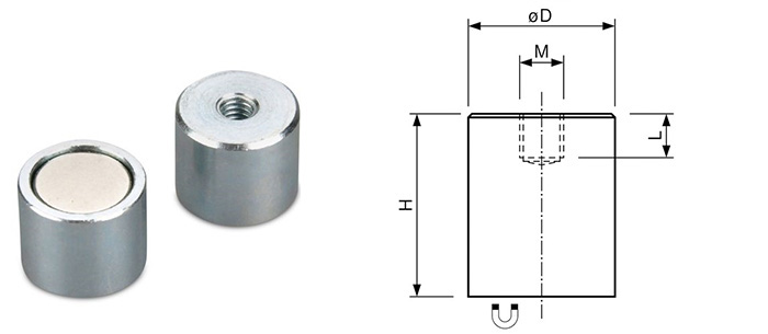 Neodymium Deep Pot Holding Magnets with Internal thread