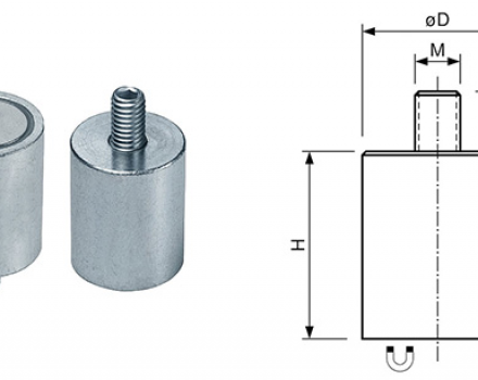 Deep pot holding magnet with thread