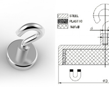 Neodymium Pot Magnet with Hook