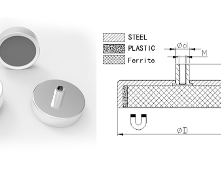 Ferrite Pot Magnet with Threaded Magnets